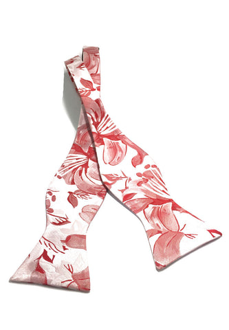 Manual Series Pink Patterned Self-tied Man Made Silk Bow Tie
