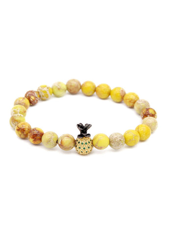 Masonry Series Yellow Natural Stone Beads Pineapple Head Bracelet