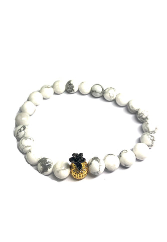 Masonry Series White Natural Stone Beads Pineapple Head Bracelet