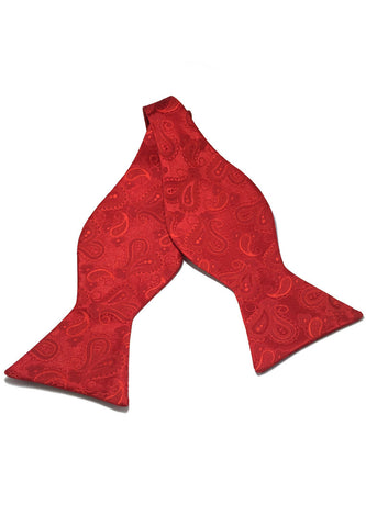 Manual Series Red Patterned Self-tied Man Made Silk Bow Tie
