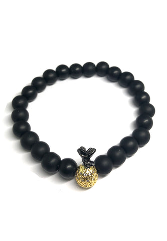 Masonry Series Black Natural Stone Beads Gelang Kepala Nanas