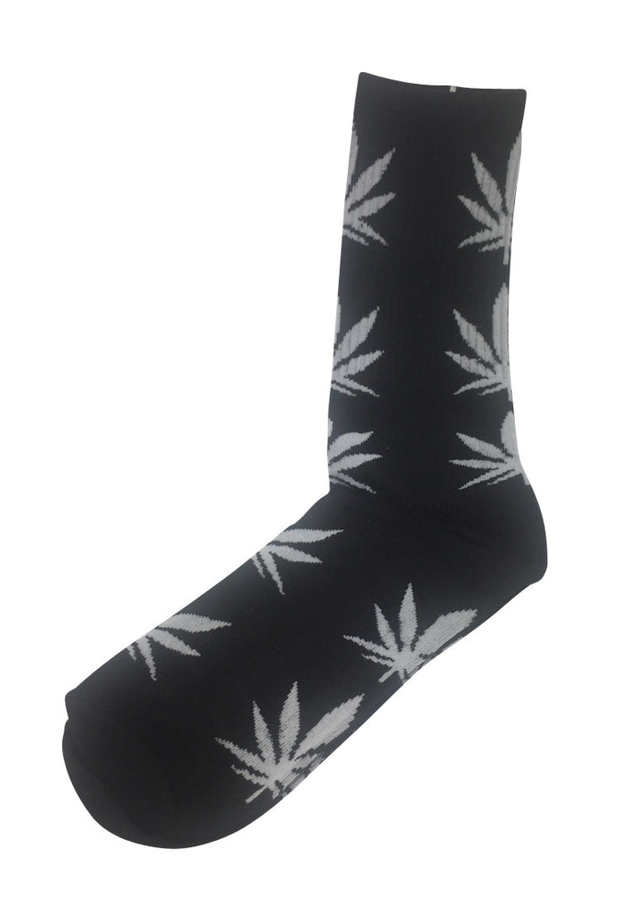 Glee Series White Leaf Black Socks