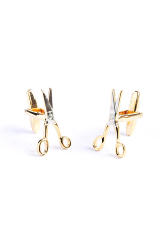 Two Tone Silver & Gold Scissors Cufflinks