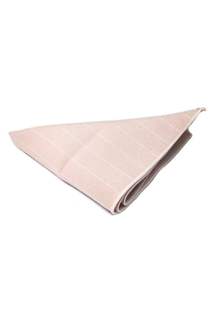 Bars Series Thin White Stripes Pale Pink Cotton Pocket Square