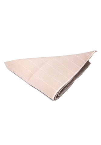 Bars Series Thin White Stripes Pale Pink Cotton Pocket Square