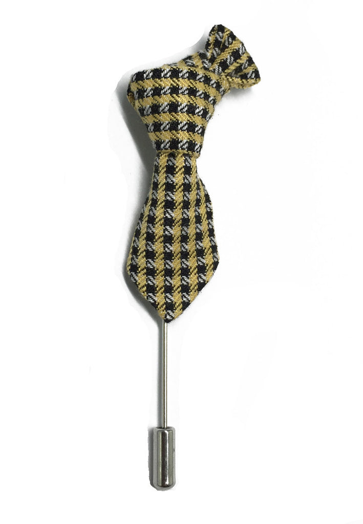 Pin Lapel Ikat Kecil Bertanda Hitam &amp; Kuning