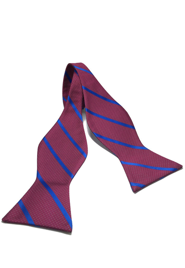 Manual Series Blue Striped Violet Purple Self-tied Man Made Silk Bow Tie