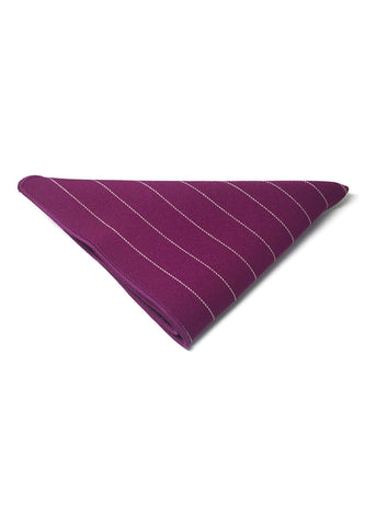 Bars Series Thin White Stripes Magenta Cotton Pocket Square