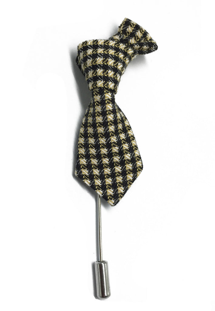 Pin Lapel Ikat Kecil Bertanda Hitam &amp; Kuning Pucat