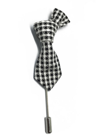 Black & White Checked Little Tie Lapel Pin