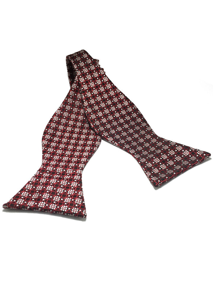 Manual Series Red White and Black Patterned Self-tied Man Made Silk Bow Tie
