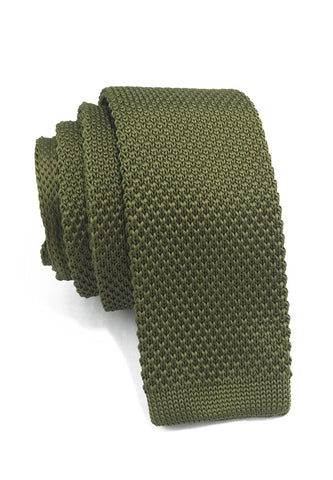 Interlace系列橄榄绿针织领带