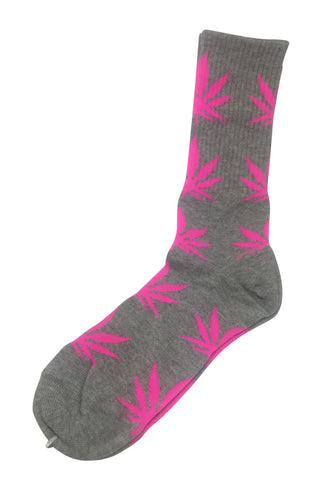 Glee Series Bright Pink Leaf Grey Socks