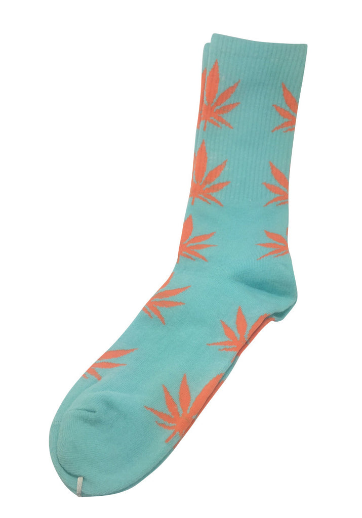 Glee Series Orange Leaf Baby Blue Socks