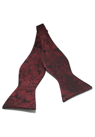 Manual Series Maroon Red and Black Patterned Self-tied Man Made Silk Bow Tie