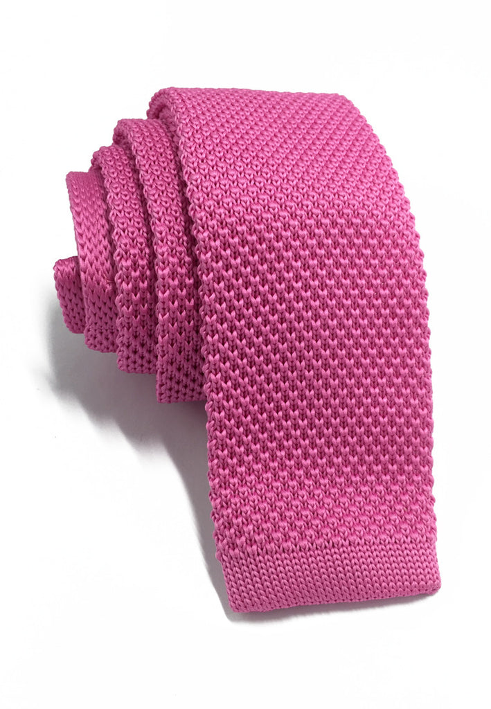 Interlace系列亮粉色针织领带