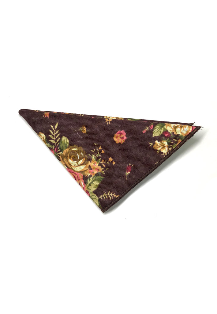 Blossom Series Floral Design Brown Pocket Square