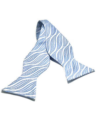 Manual Series Baby Blue Wave Design Self-tied Man Made Silk Bow Tie
