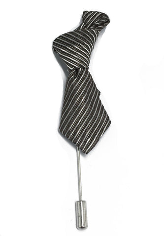 银色 &amp; 灰色条纹小领带徽章