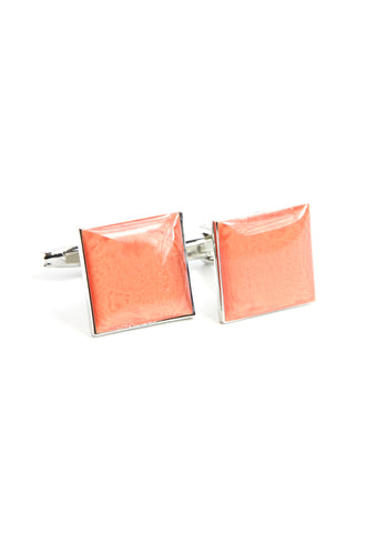 Burnt Orange Square Plain Cufflinks