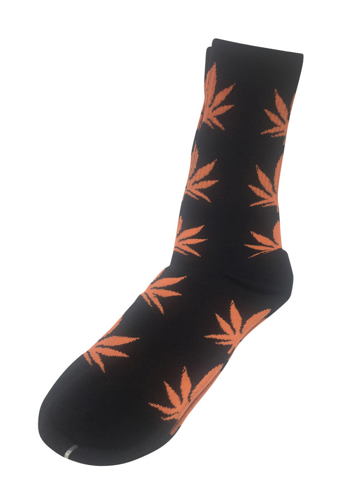 Glee Series Orange Leaf Black Socks