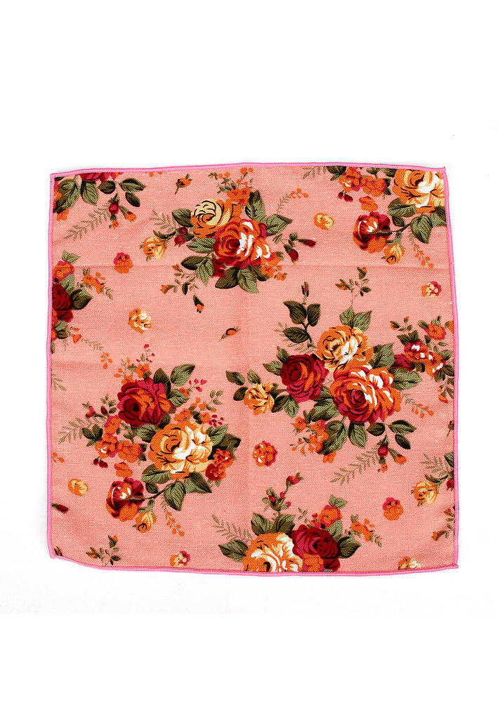 Blossom Series Floral Design Pink Pocket Square