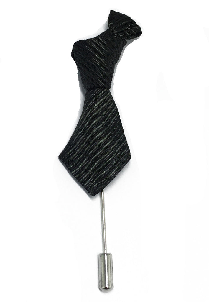 Black & Grey Stripes Little Tie Lapel Pin