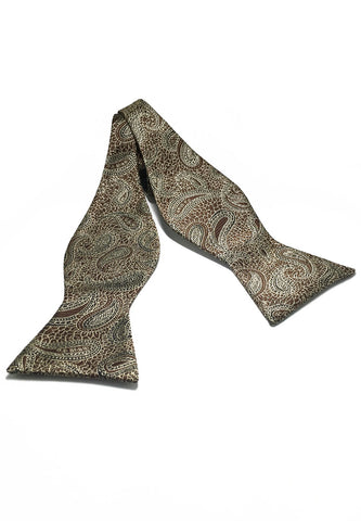 Manual Series Brown Batik Design Self-tied Man Made Silk Bow Tie