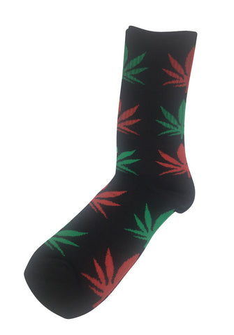 Glee Series Red and Green Leaf Black Socks