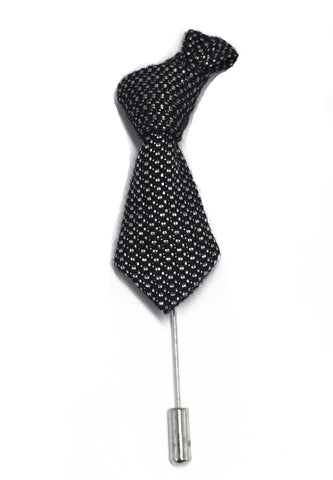 Black & Silver Little Tie Lapel Pin