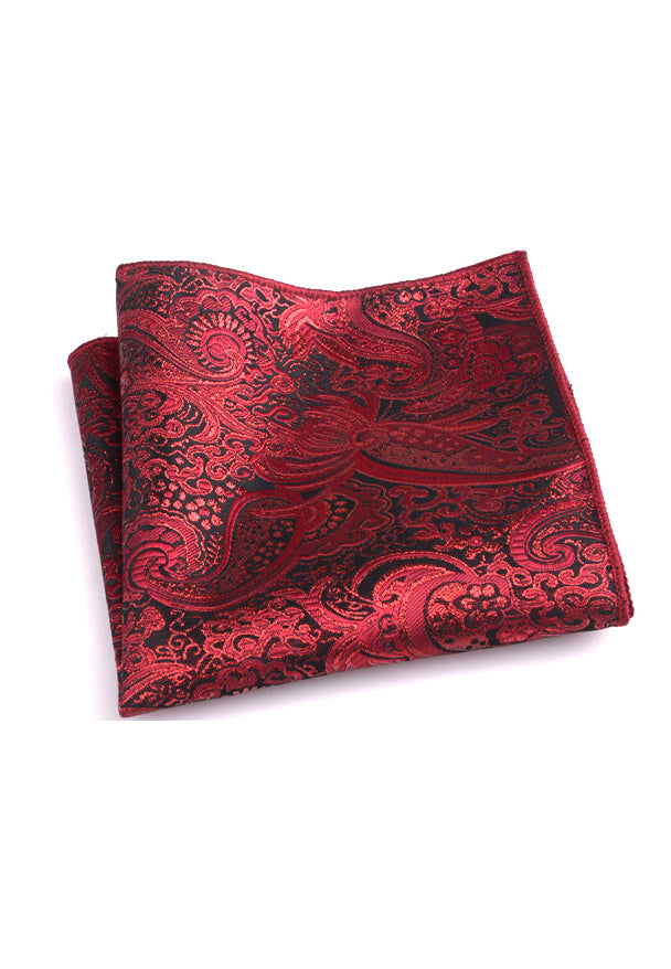 Noble Series Paisley Design Red Pocket Square