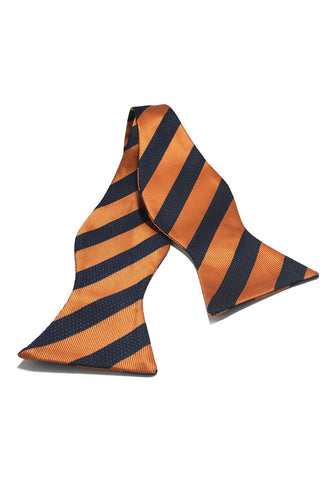 手动系列黑条纹橙色自系人造丝领结