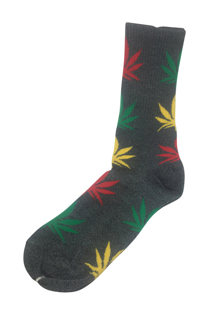 Glee Series Green, Yellow and Red Leaf Grey Socks