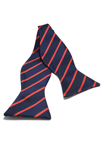 Manual Series Red Stripes Dark Blue Self-tied Man Made Silk Bow Tie
