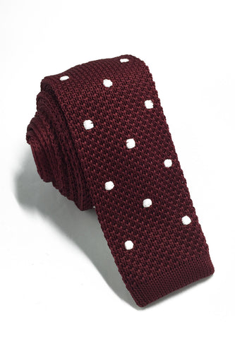 编织系列白色圆点梅紫色针织领带
