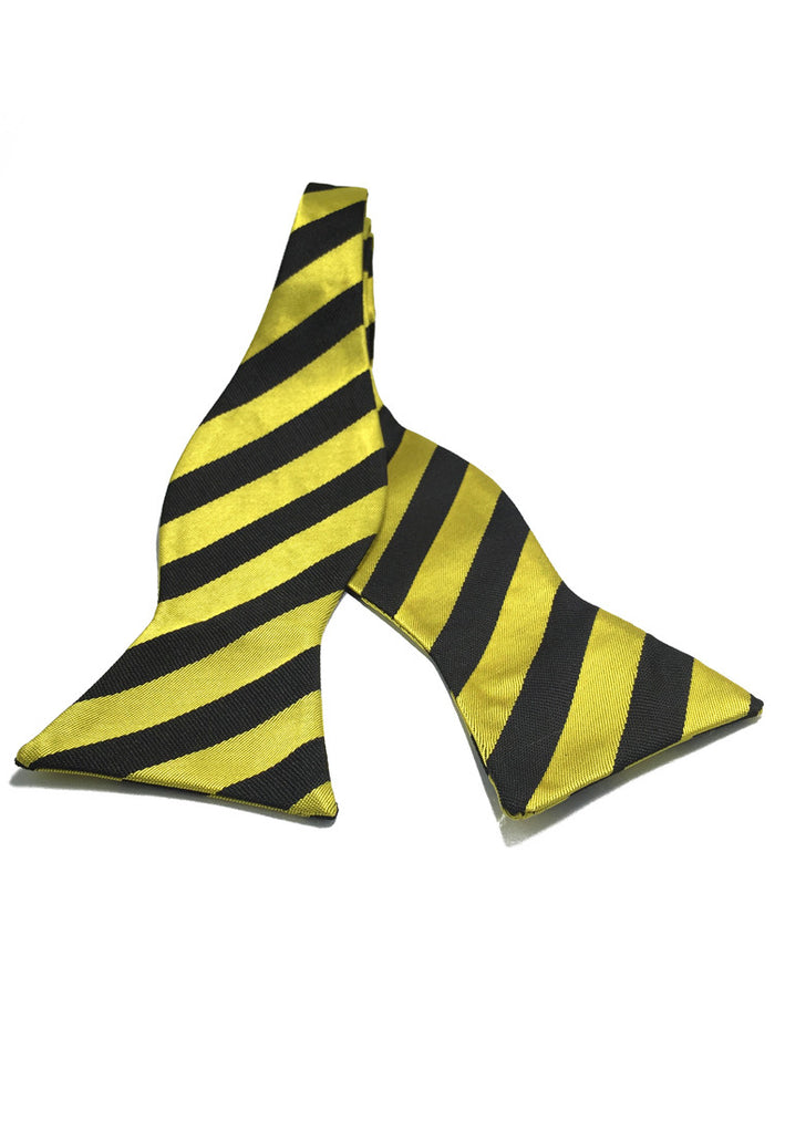Manual Series Black Stripes Yellow Self-tied Man Made Silk Bow Tie