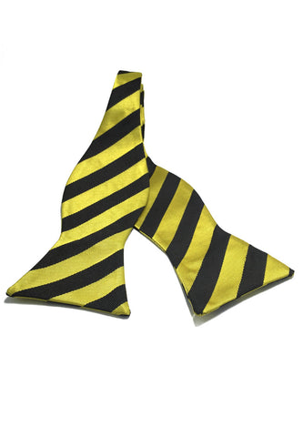 手工系列黑条纹黄色自系人造丝领结