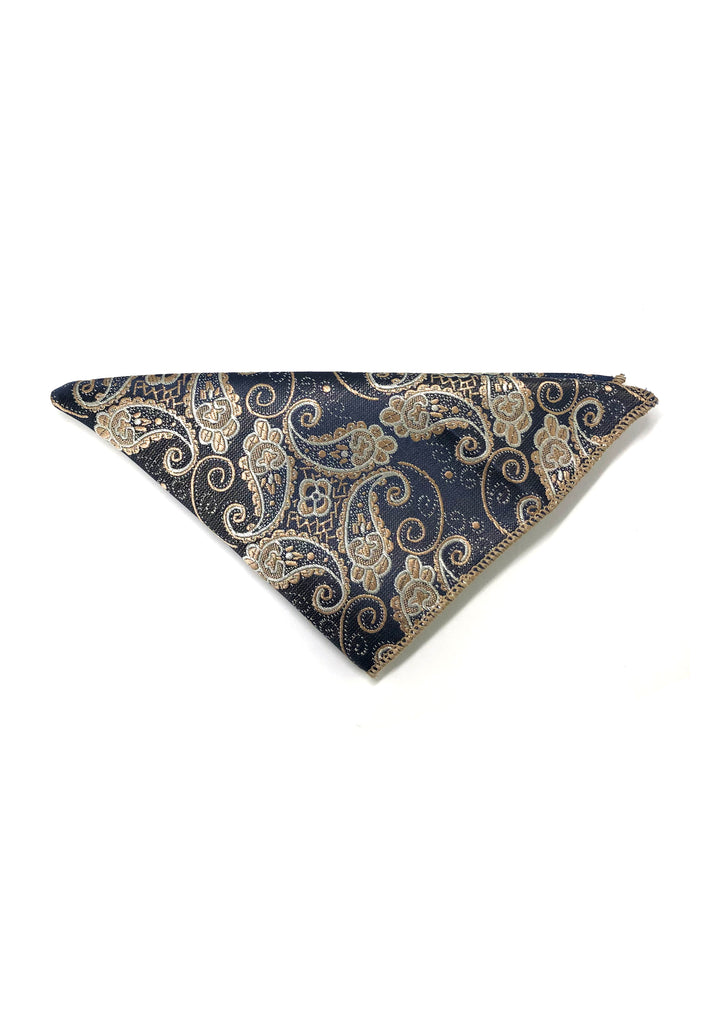 Noble Series Paisley Design Dark Blue Pocket Square