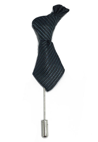 黑色和橄榄绿条纹小领带翻领别针