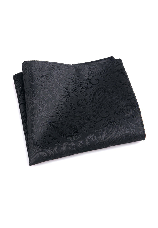 Noble Series Paisley Design Black Pocket Square