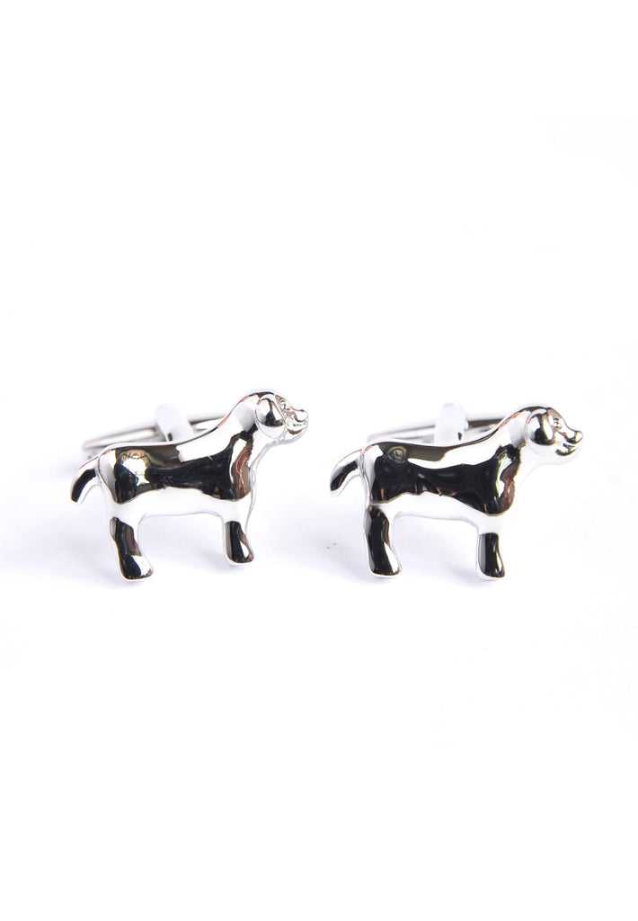 Rhodium Plated Dog Shaped Cufflinks