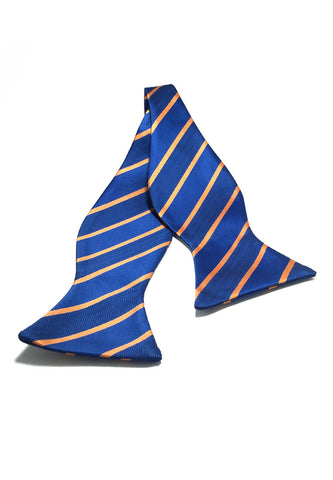 手动系列橙色条纹蓝色自系人造丝领结