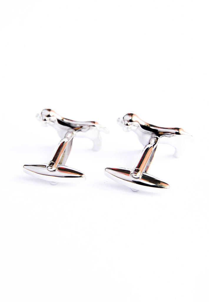 Rhodium Plated Dog Shaped Cufflinks