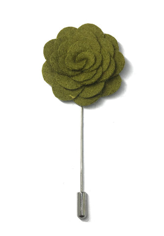Army Green Classic Camellia Fabric Flower Lapel Pin