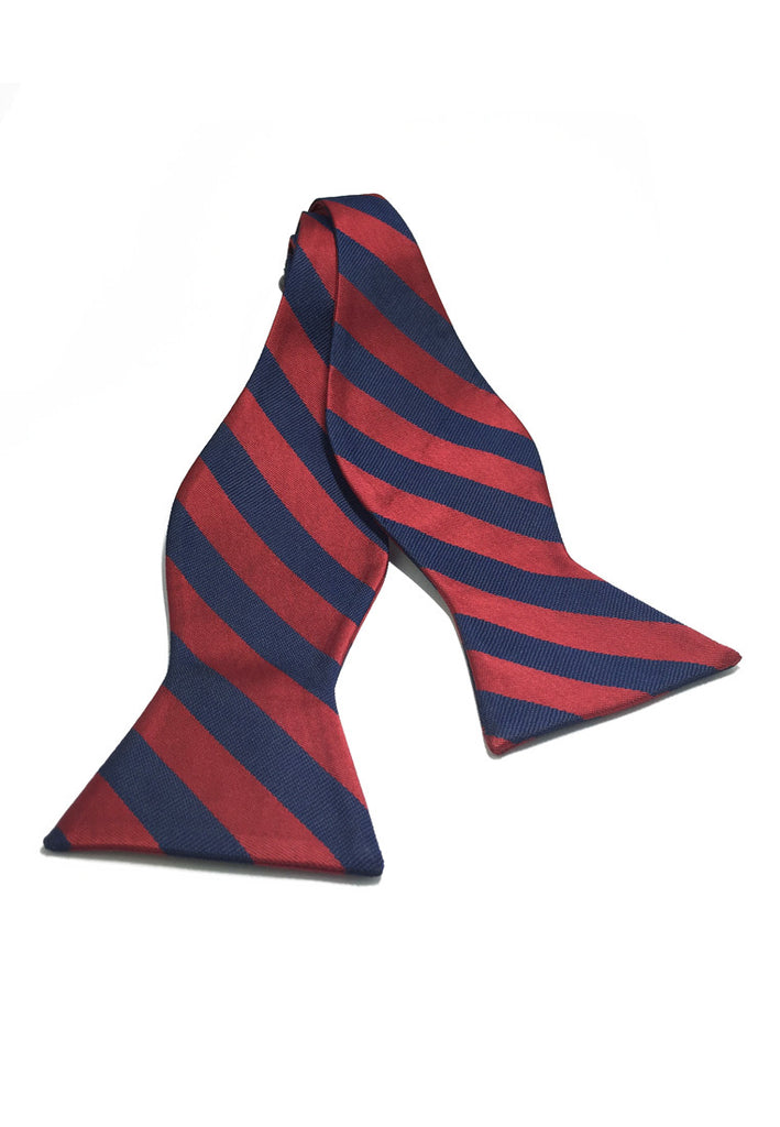 Manual Series Dark Blue & Red Stripes Self-tied Man Made Silk Bow Tie