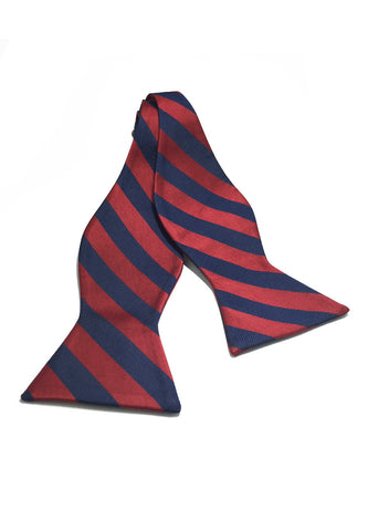 手工系列深蓝红条纹自系人造丝领结