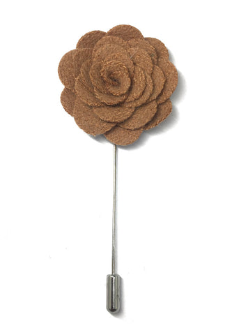 Apricot Classic Camellia Fabric Flower Lapel Pin