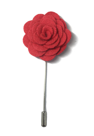 Pin Lapel Bunga Kain Camellia Klasik Raspberi Merah