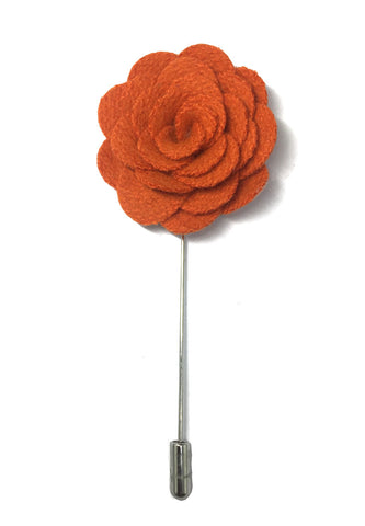 Orange Classic Camellia Fabric Flower Lapel Pin