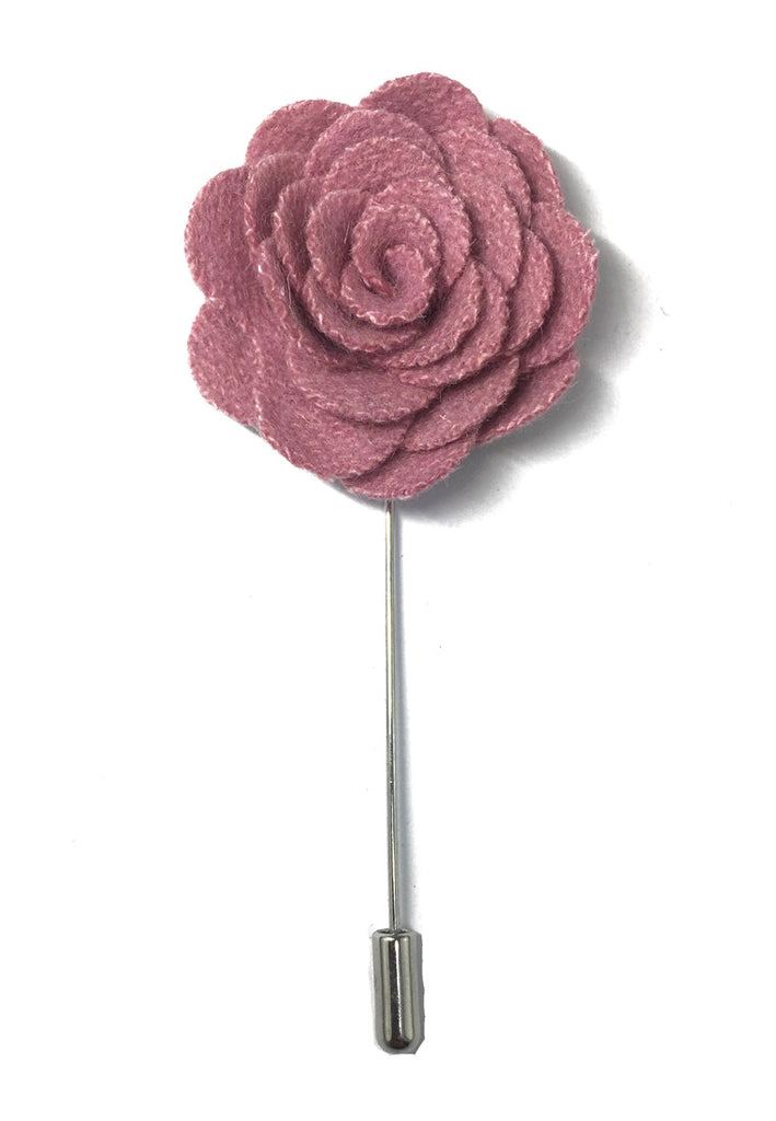 Pin Lapel Bunga Kain Camellia Klasik Merah Jambu
